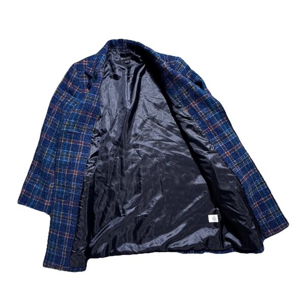 Pendleton Blue Plaid Virgin Wool Mohair Lambs Wool Pea Coat Womens 8 - Picture 5 of 6
